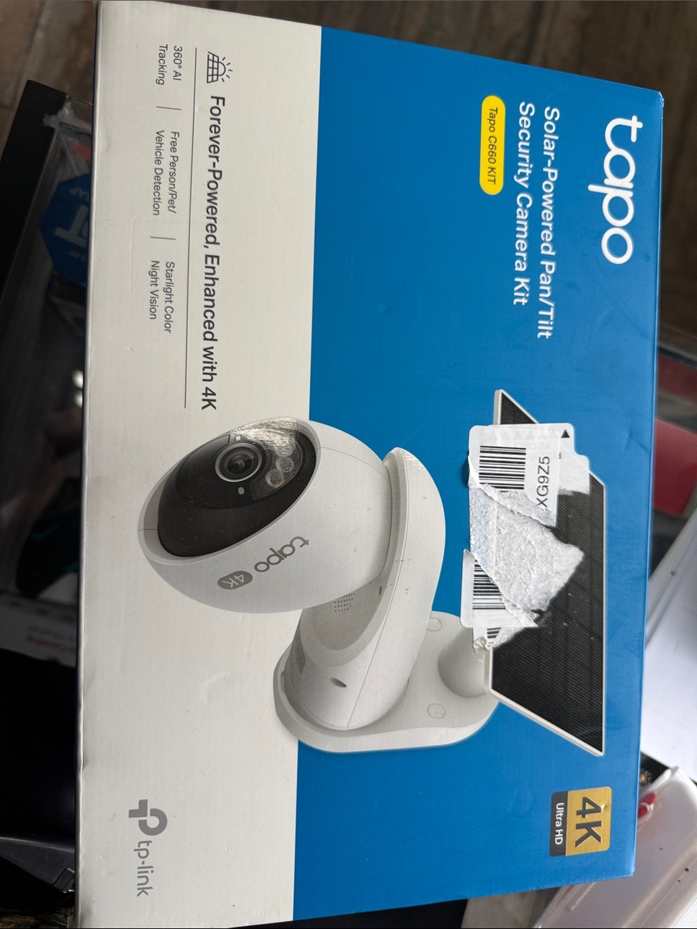 TP-Link Tapo 4K Solar-Powered Pan/Tilt Security Camera Kit - White & Black